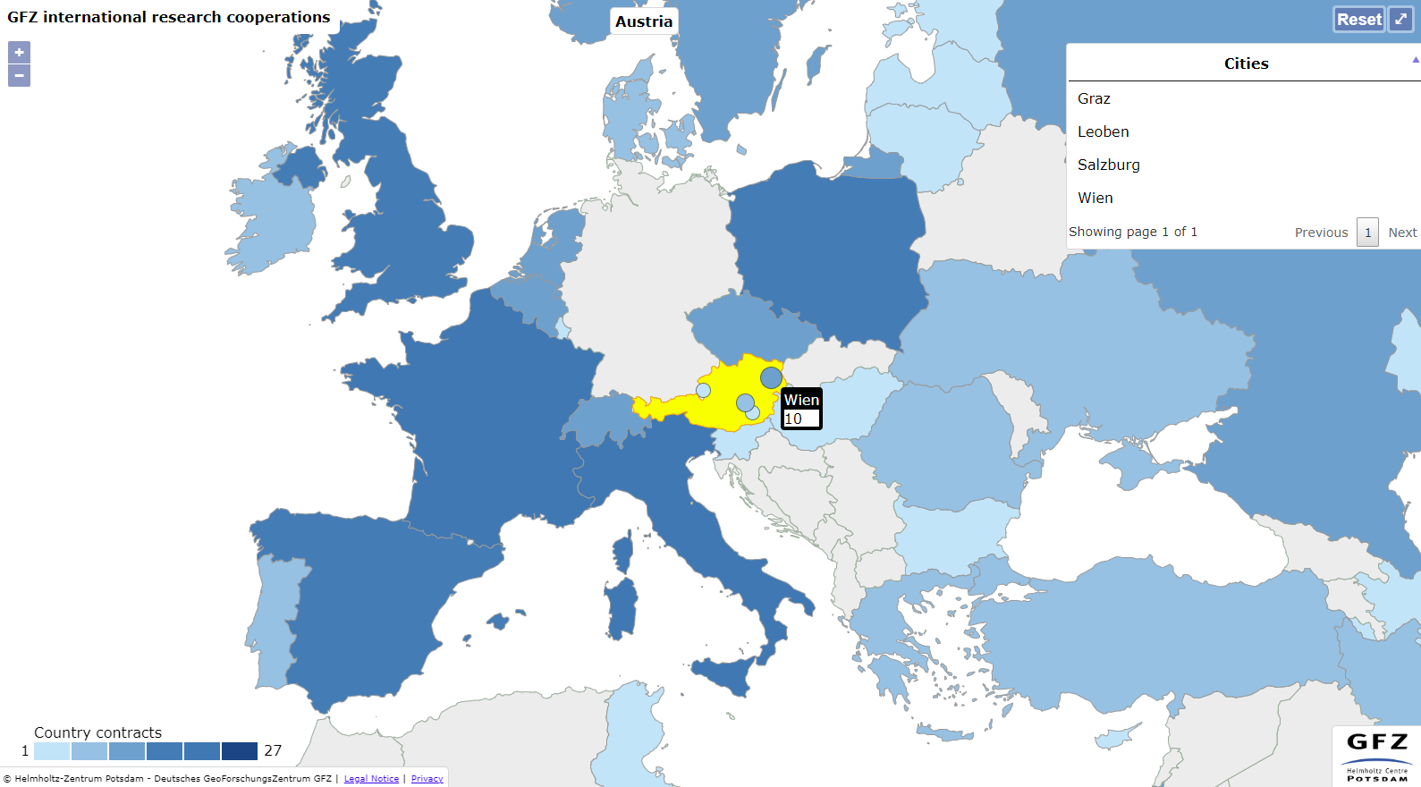 Interaktive Webkarte für Kooperationsverträge